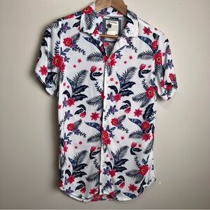 Free Planet Floral Short Sleeve Button-Up Shirt Men’s Size XS EUC